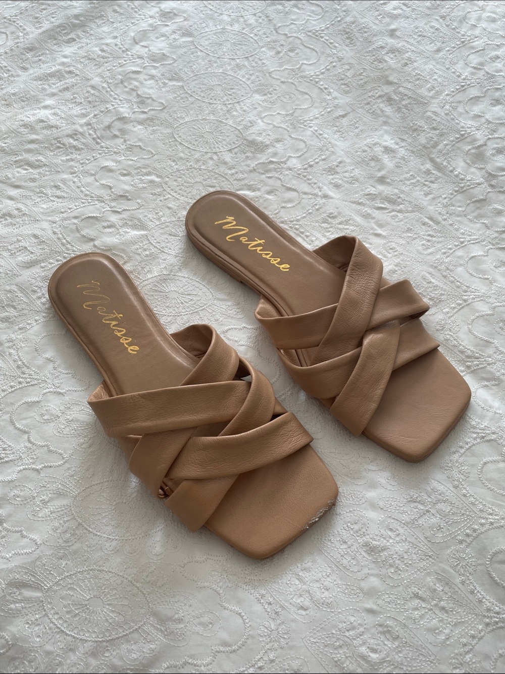 Neutral Tan Slide Sandals